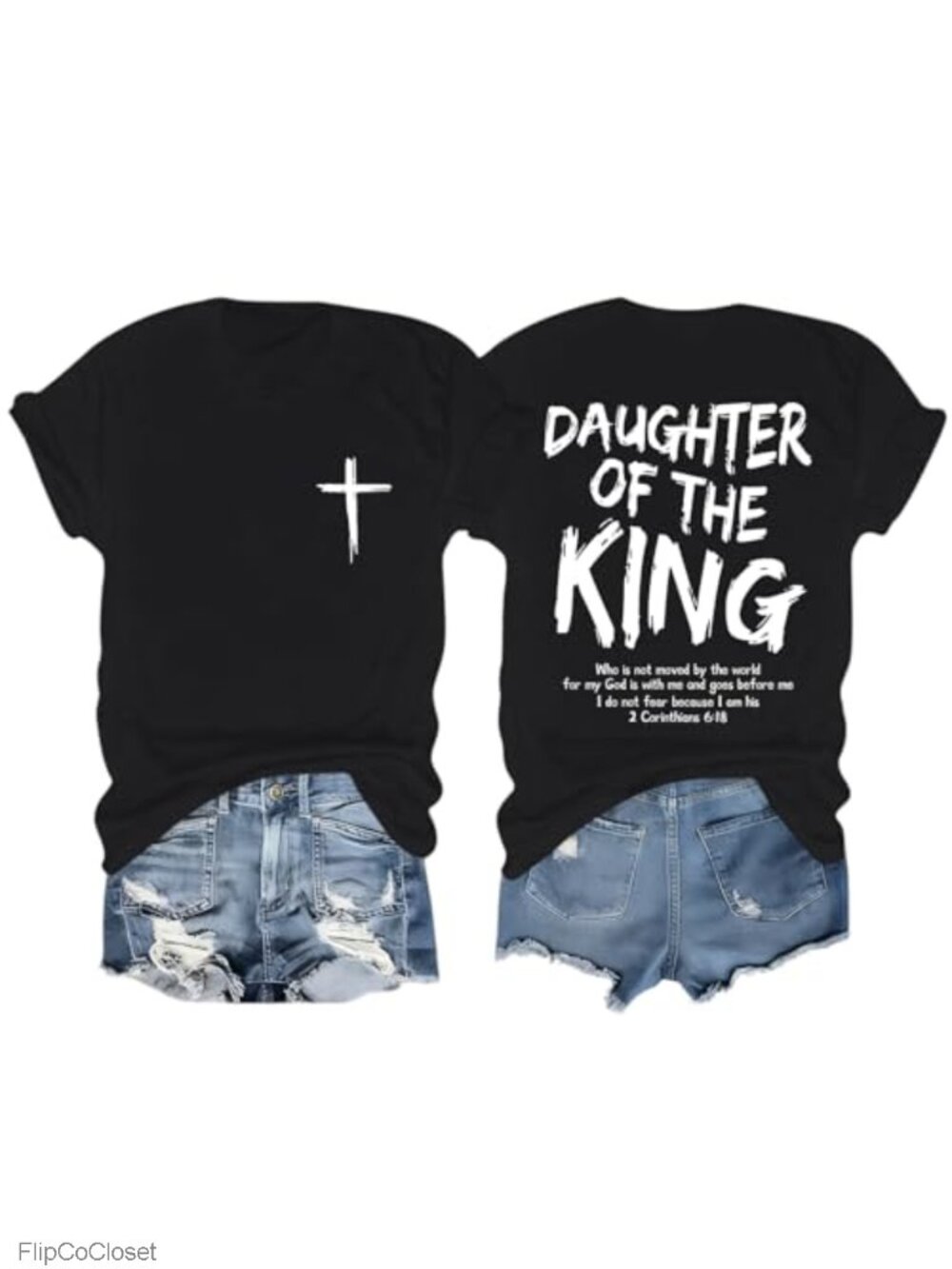 Christian T-Shirt Women Daughter of King Bible Verse Graphic Tee